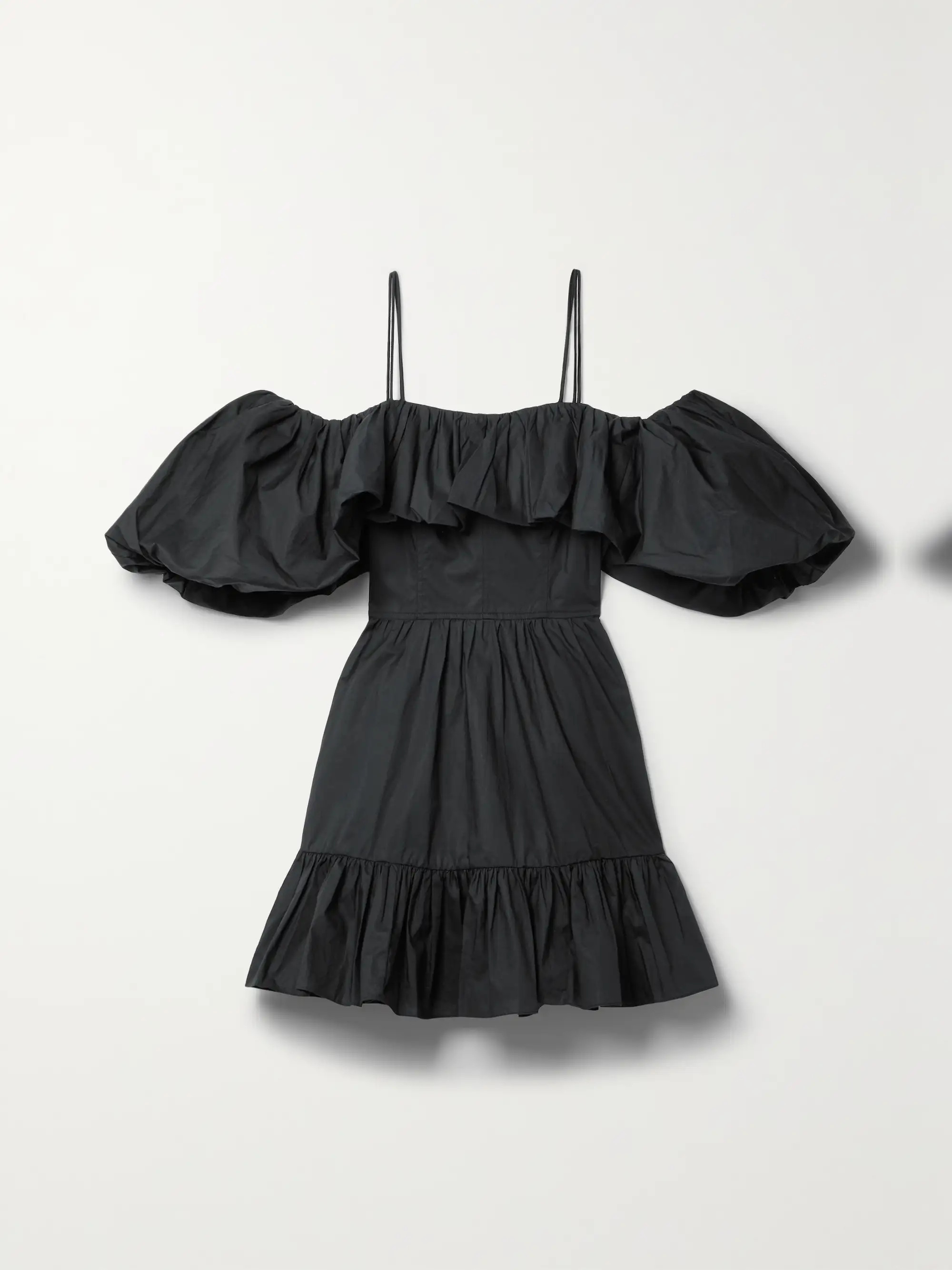 ULLA JOHNSONLila cold-shoulder ruffled cotton-poplin mini dress | NET-A-PORTER (US)