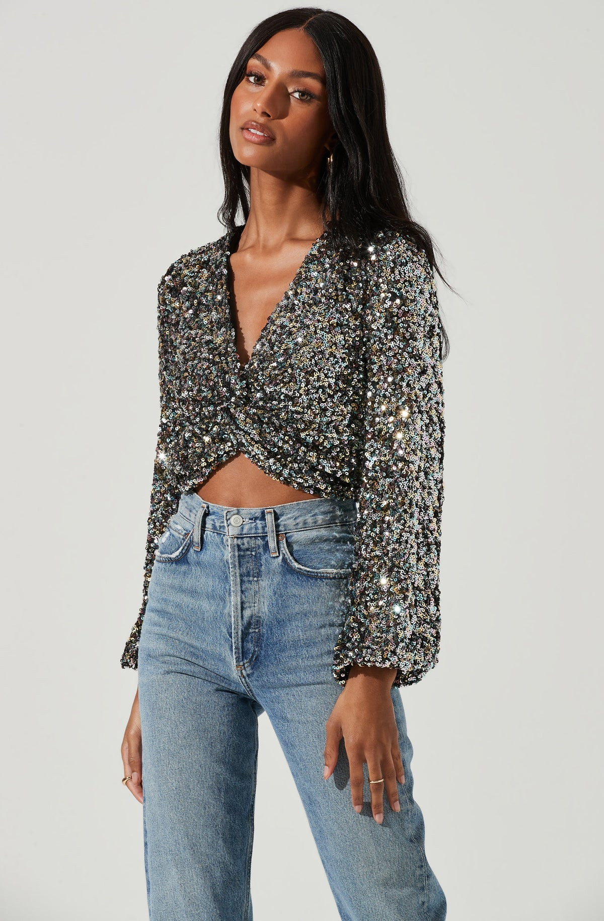 Nix Sequin Wrap Front Top | ASTR The Label (US)