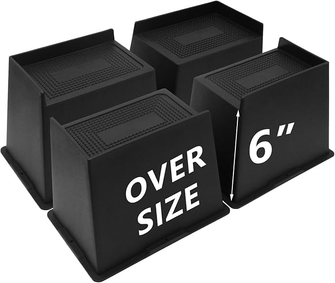 4 Pack Bed Risers 6 inch Heavy Duty, Oversized Furniture Risers, Extra Wide Bed Lifts Risers for ... | Amazon (US)