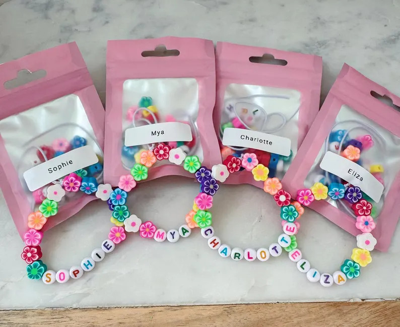 Flower Bracelet, Hawaiian Luau Favor, Girl Birthday Party Favor, Jewelry Making Kit, Friendship B... | Etsy (US)