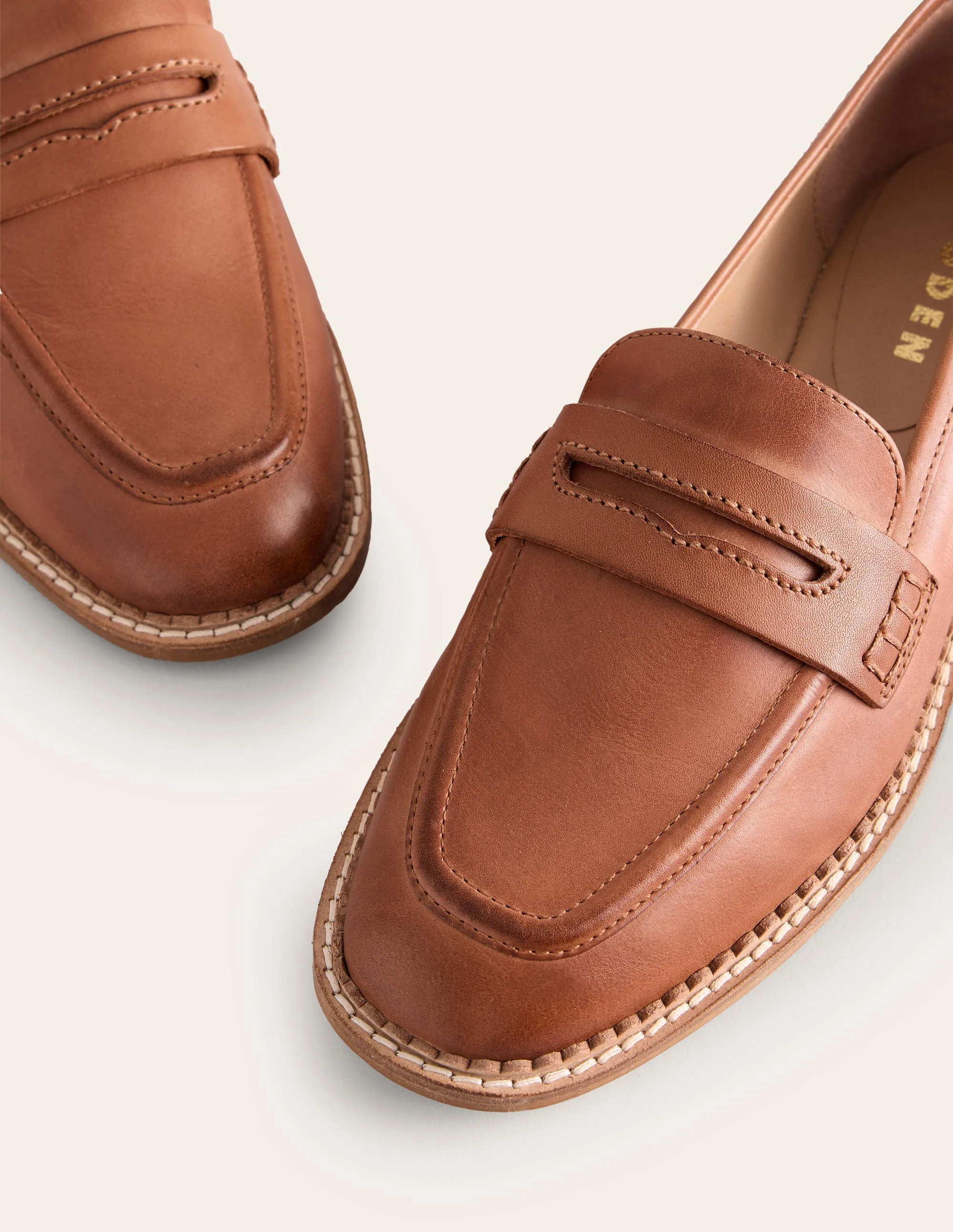 Nya Penny Loafers-Tan Burnished Leather | Boden (US)