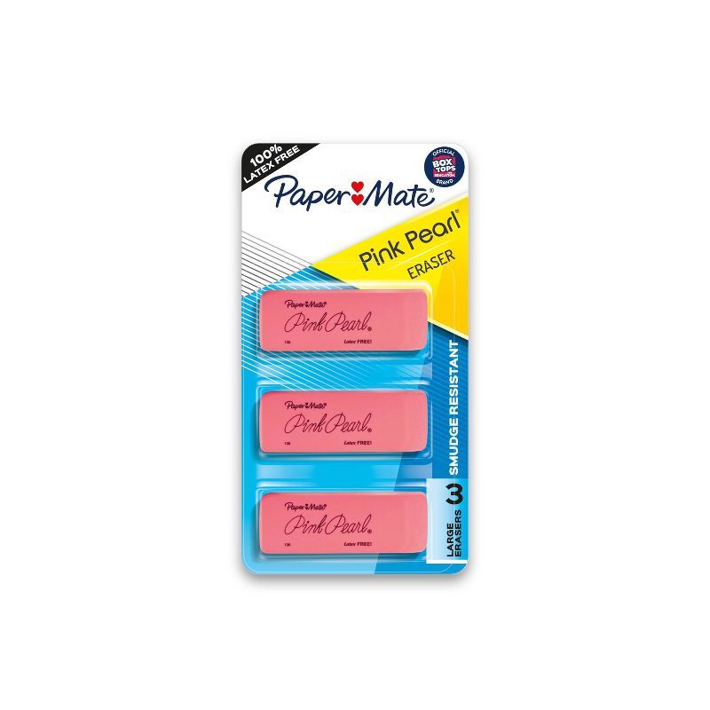 Paper Mate 3pk Pencil Erasers Pink Pearl | Target
