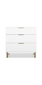 Hendrix 3 Drawer Dresser, Bianca White/Bronze | Amazon (US)