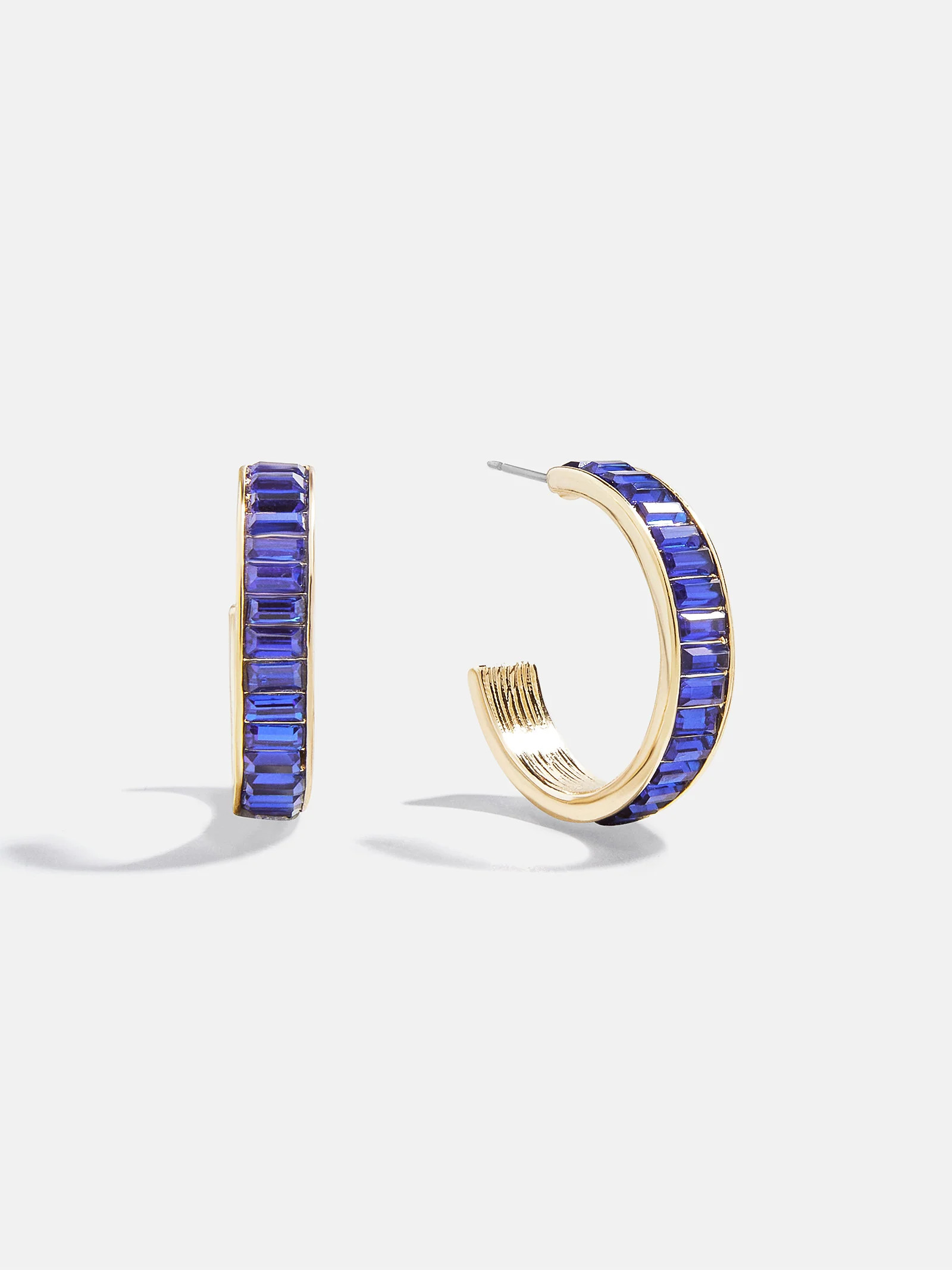 Game Day Baguette Hoop Earrings - Blue | BaubleBar
