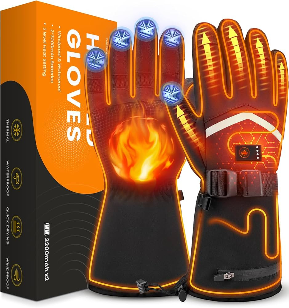 Heated Gloves for Men and Women, Rechargeable Hand Warmers with Touchscreen, Waterproof Electric ... | Amazon (US)