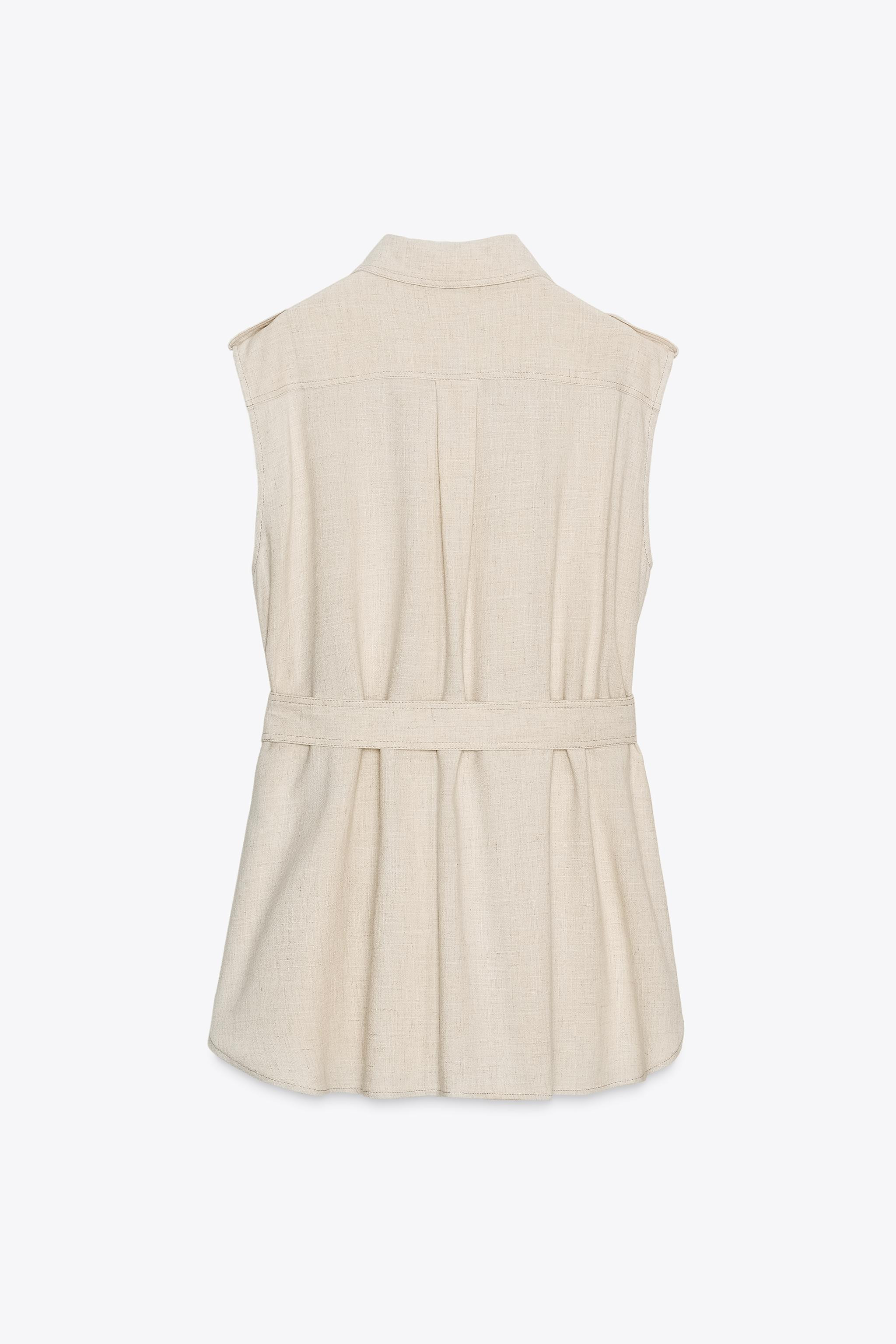 LINEN BELTED LONG VEST | Zara US