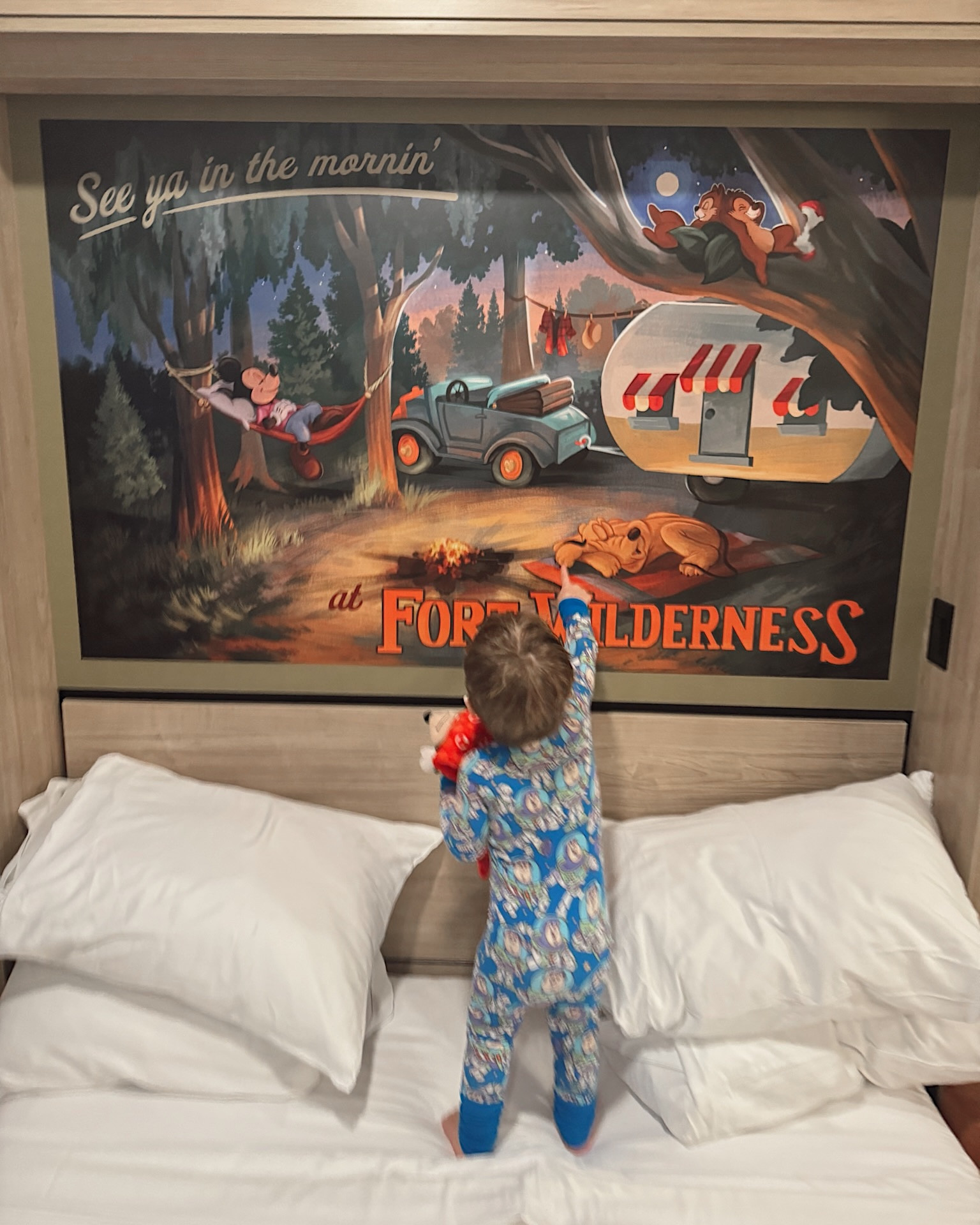 Storm woke up at Fort Wilderness in his little sleepies pajamas!