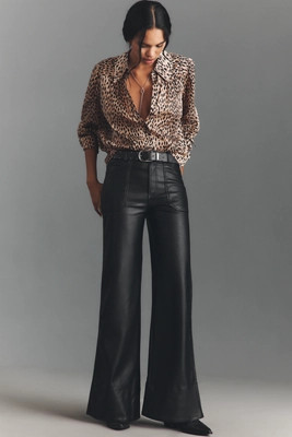 The Rylan Faux Leather Relaxed High-Rise Flare Pants by Pilcro | Anthropologie (US)