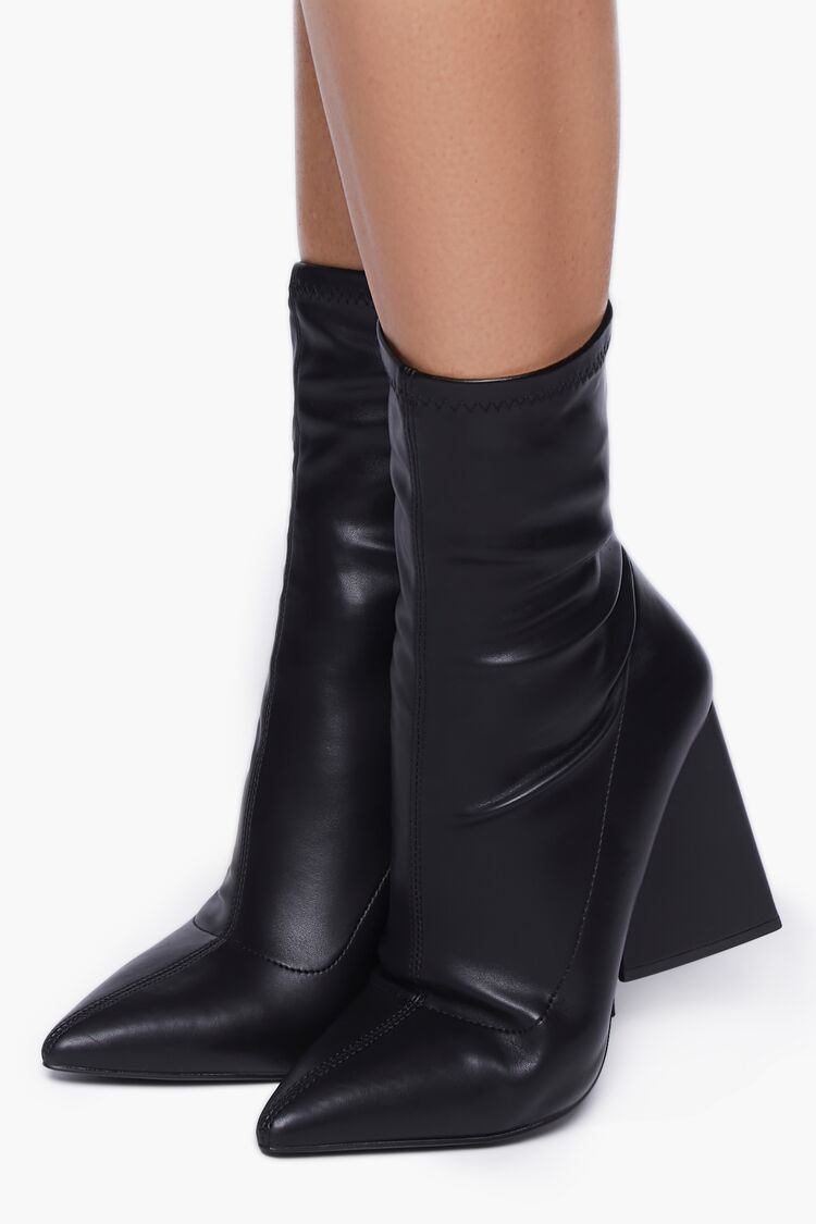 Faux Leather Pointed Booties | Forever 21 (US)