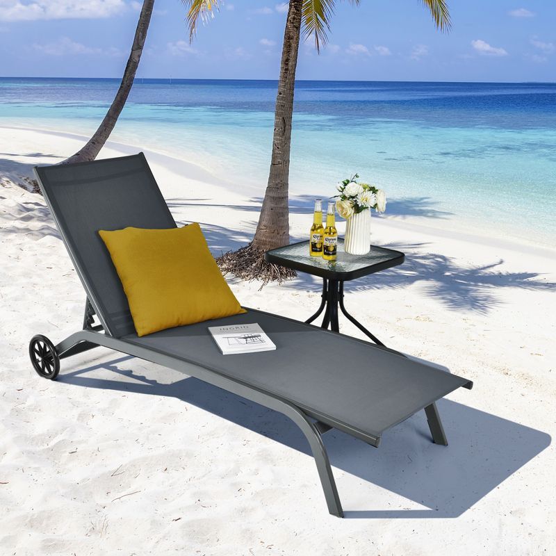 Costway Outdoor Adjustable Chaise Lounge Patio 6-Position Recliner with Wheels | Target