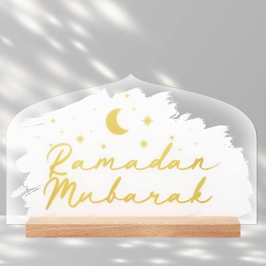 Ramadan Eid Mubarak Ornaments 7 x 4.3 Inch Ramadan Table Centerpieces Eid Al Adha Acrylic Sign St... | Amazon (US)