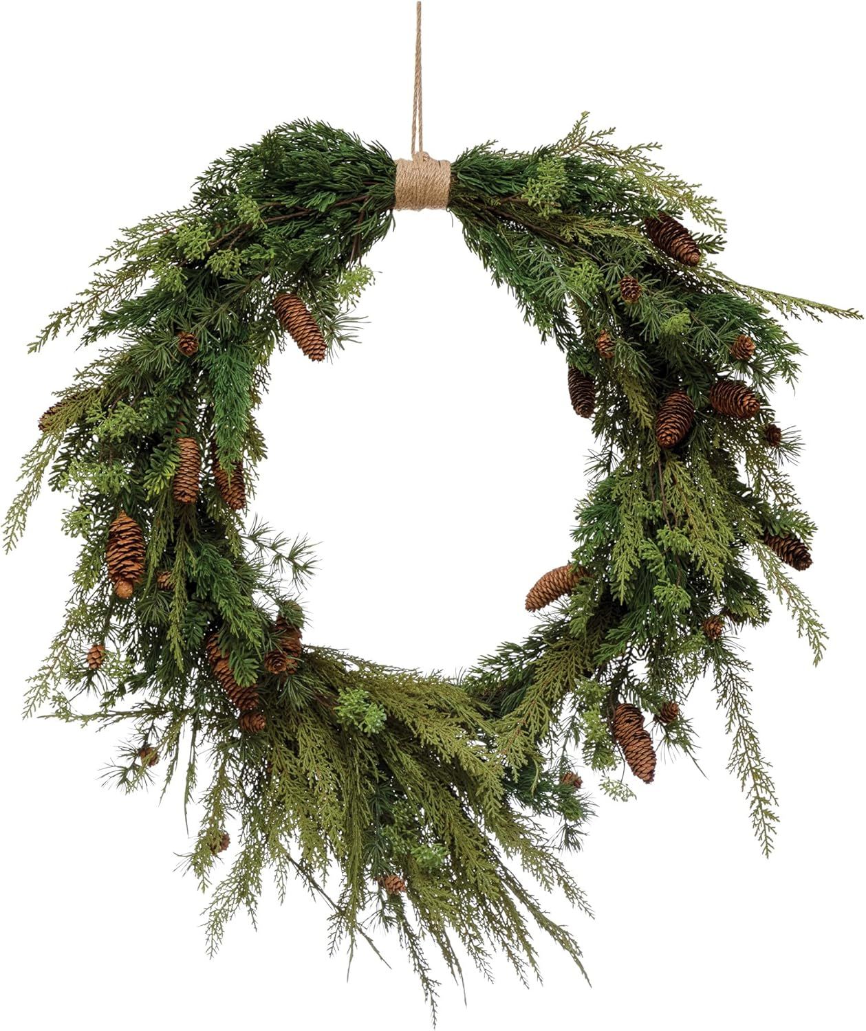 Amazon.com: Creative Co-Op Faux Pine Pinecones & Wrapped Jute Hanger Wreath, Green : Home & Kitch... | Amazon (US)