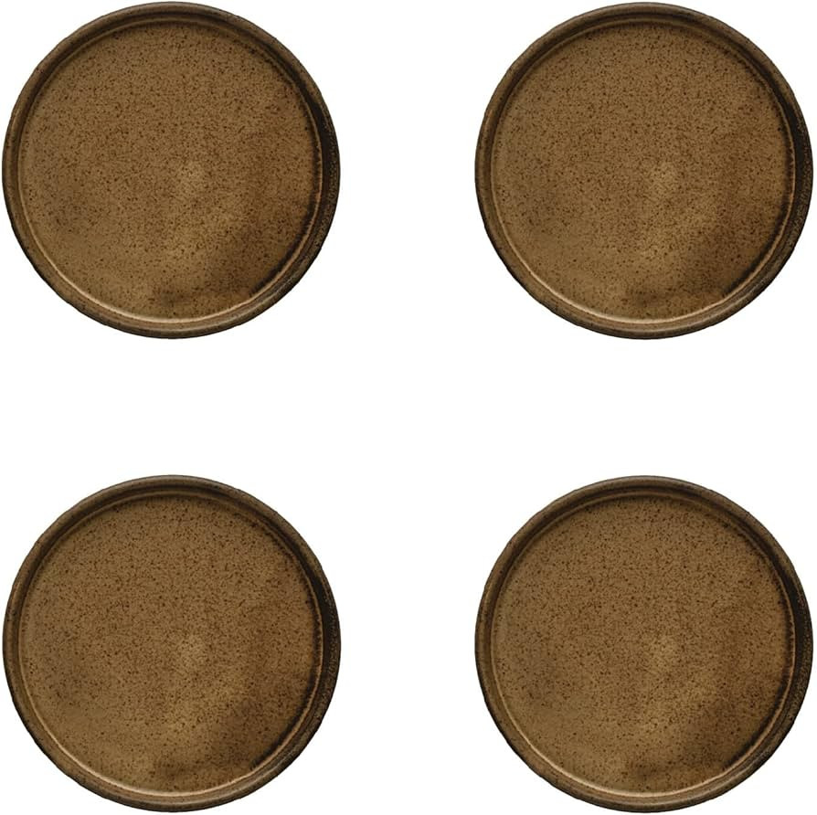 Creative Co-Op Modern Stoneware, Set of 4, Brown Reactive Glaze Plate | Amazon (US)