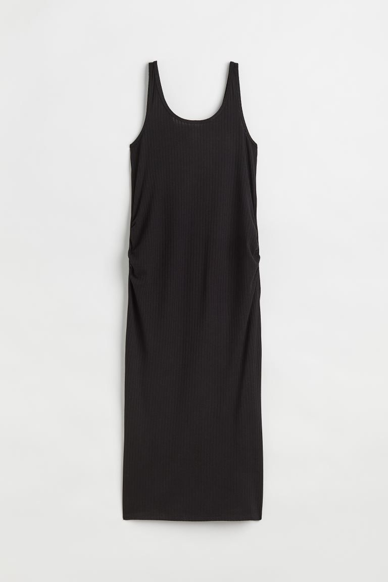 Conscious choice  Fitted, sleeveless dress in ribbed jersey. Wide neckline, gathers at sides for ... | H&M (US + CA)