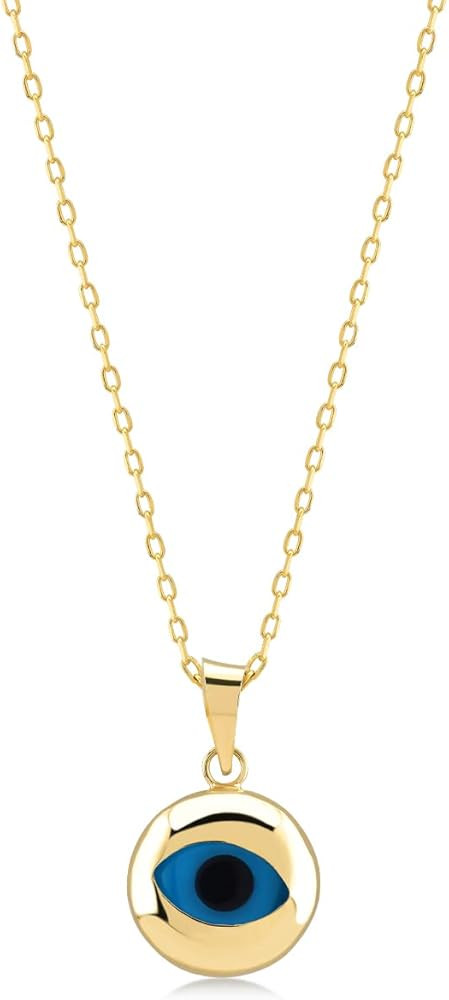 Gelin 14K Solid Gold Evil Eye Pendant Necklace for Women | Amazon (US)