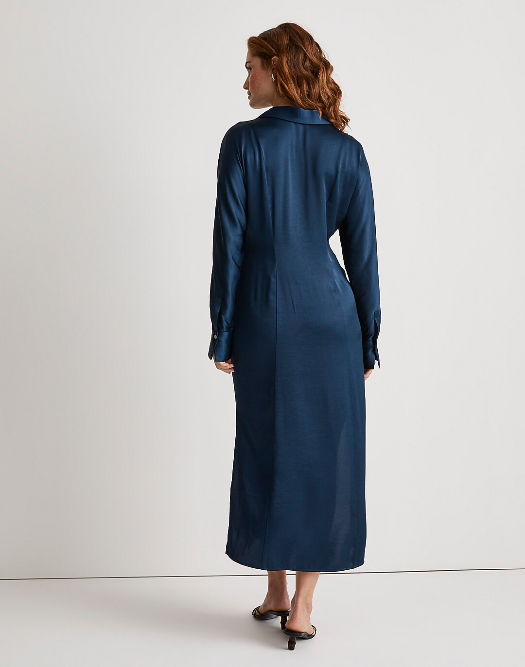 Satin Button-Front Midi Shirtdress | Madewell
