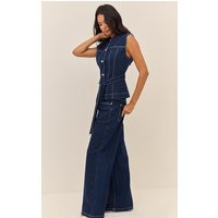 Indigo Mid Waist Wide Leg Jeans | PrettyLittleThing US