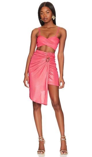 Mini Minnie Dress in Fushia Metallic Knit | Revolve Clothing (Global)