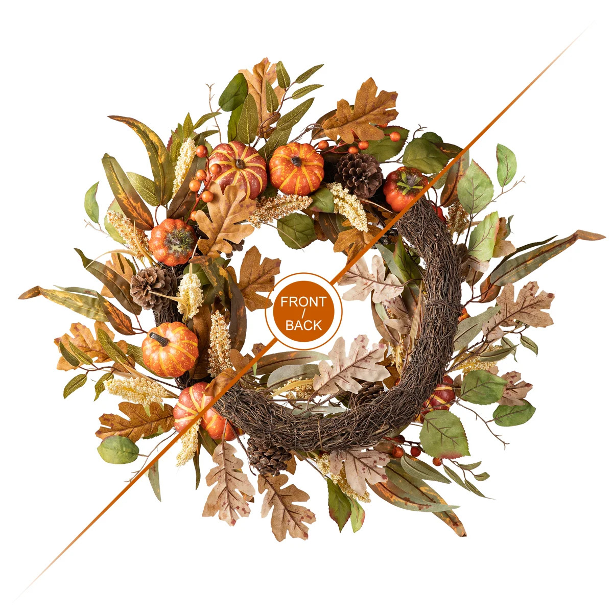 Fall Pumpkin Leaf Floral 24" Wreath | Wayfair North America