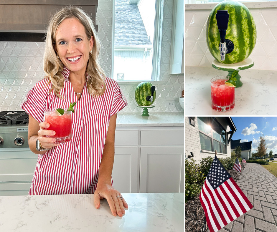 fourth of july decor
watermelon dispenser
similar red and white striped outfit 

 #LTKootd #LTKmomlife #LTKSeasonal