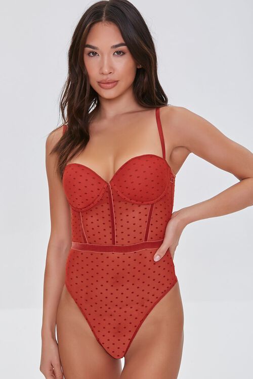 Sheer Mesh Clip Dot Bodysuit | Forever 21 (US)