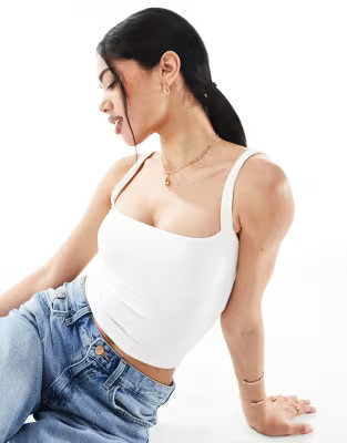 Bershka shaping square neck cami in white | ASOS | ASOS (Global)