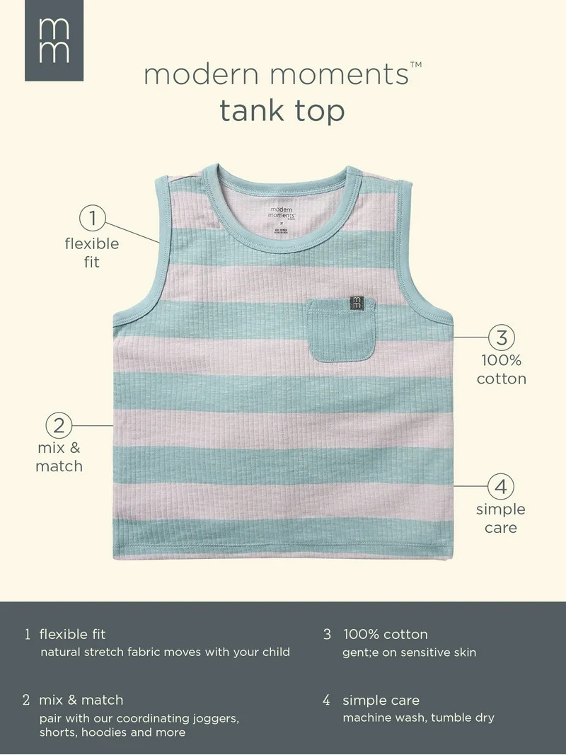 Modern Moments by Gerber Toddler Boy Organic Tank Top With Pockets, Sizes 12M-5T | Walmart (US)