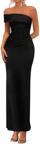 PRETTYGARDEN Women's 2026 Wedding Guest Cocktail Dresses One Off the Shoulder Ruched Bodycon Form... | Amazon (US)