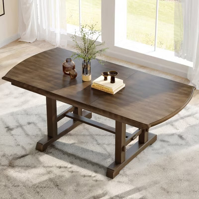 60"-78" Extendable Farmhouse Dining Table with Removable Leaf for 4-8 People | Target