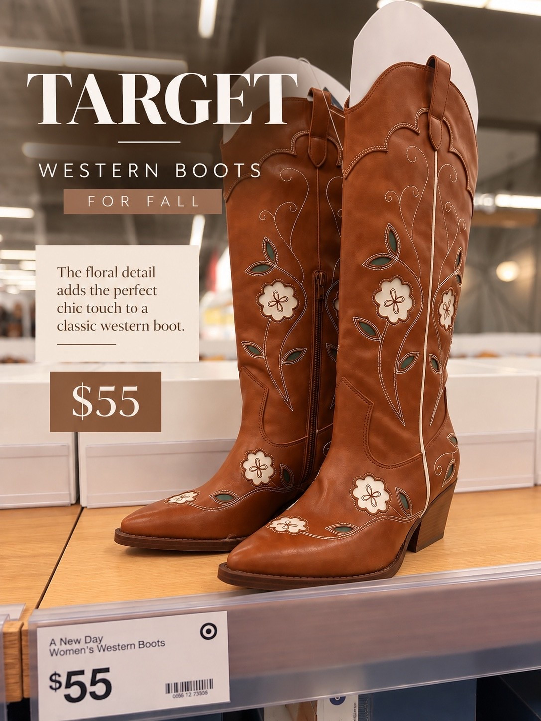 Target fall find 🍂 These $55 Western boots with the floral detailing are such a chic take on the Western trend. Simple, but still make a statement 🤎

#LTKU #LTKootd #LTKgrwm