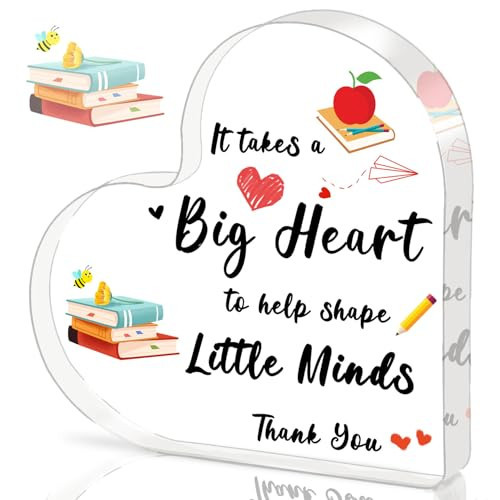 iLifemate Teacher Appreciation Gifts, End Of Year Teacher Gifts - Acrylic Heart Shape Teachers Plaque 4×4 in, Teacher Retirement Gifts for Women Men, End of Year Thank You Teacher Keepsake | Amazon (US)