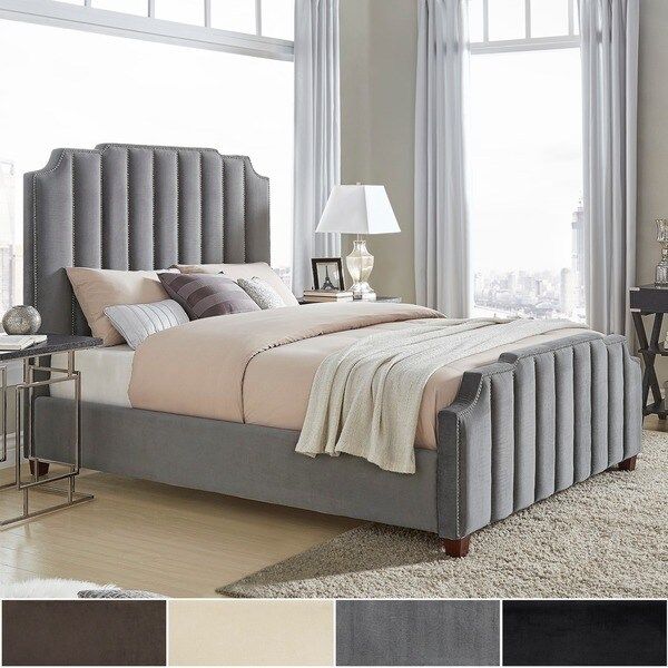 Chareau Velvet Upholstered Nailhead Bed by iNSPIRE Q Bold | Bed Bath & Beyond
