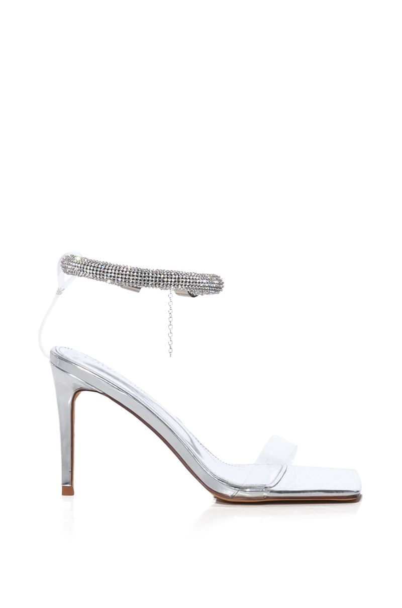 AZALEA WANG PAPI EMBELLISHED STILETTO SANDAL IN SILVER | AKIRA