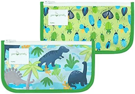 green sprouts Reusable Snack Bags (2 Pack) Holds Food, Utensils, Wipes, & More Food-Safe, Waterpr... | Amazon (US)