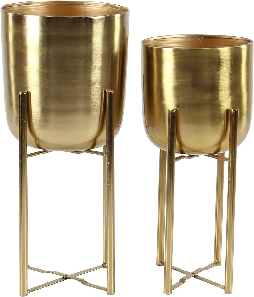 CosmoLiving by Cosmopolitan Metal Dome Planter with Removable Stand, Set of 2 19", 22"H, Gold | Amazon (US)