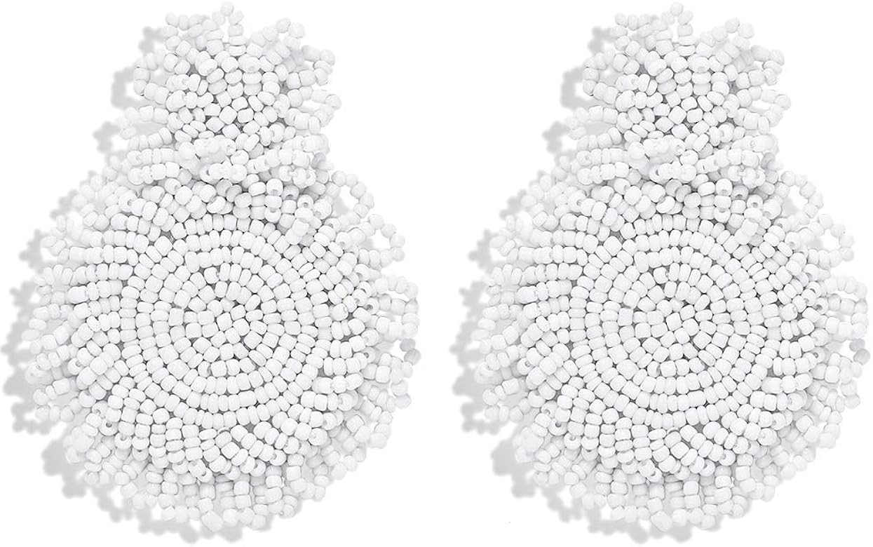 Statement Drop Earrings for Women - Bohemian Beaded Round Earrings, Idea Gift for Mom, Sister and... | Amazon (US)