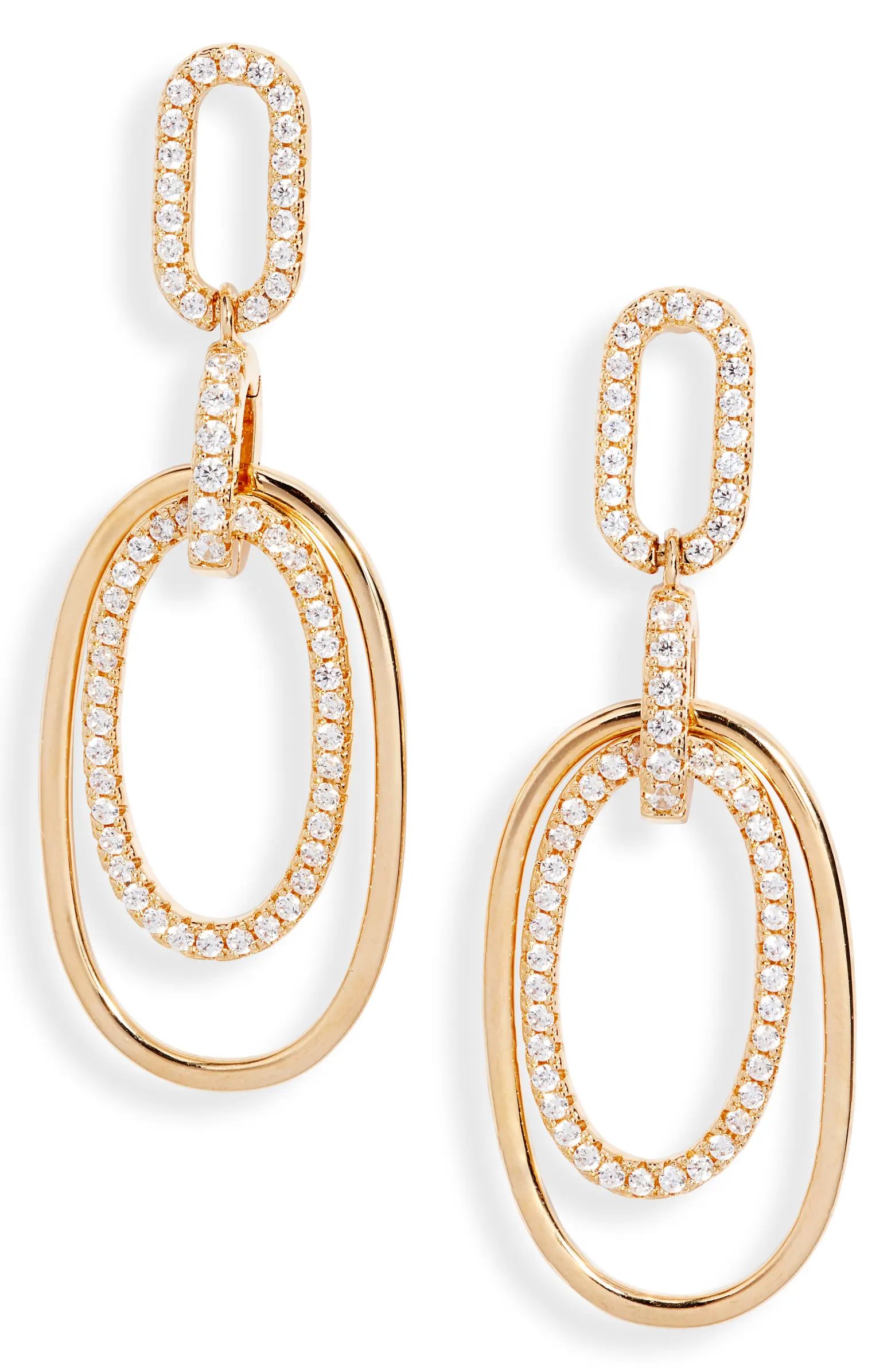 Pave CZ Link Double Drop Earrings | Nordstrom