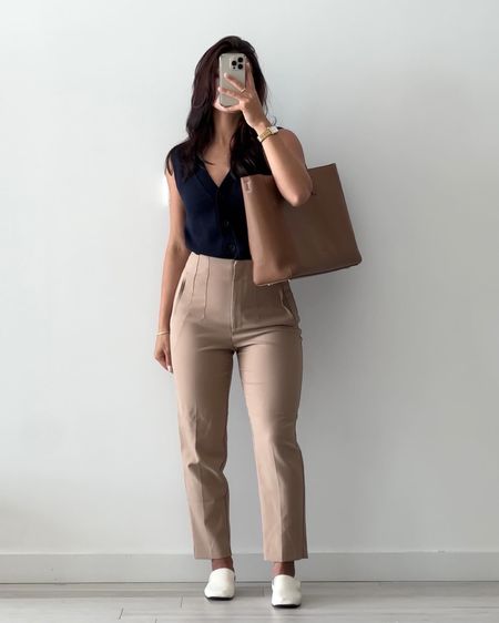 preee-kend ✨

details:
vest - gap, xs, linked
pants - zara
shoes - everlane, 7.5, linked
bag - calpak, linked

#workwear #officeoutfit #smartcasual
