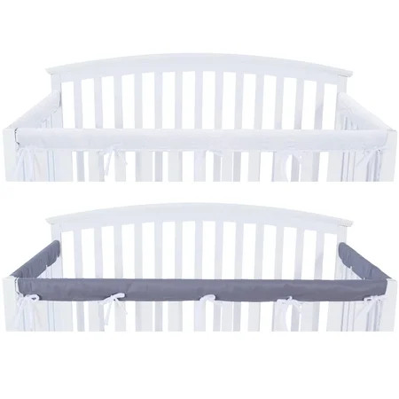 Biloban 3 - Piece Padded Baby Crib Rail Cover Set - Grey&White | Walmart (US)