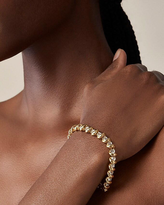 Crystal and gold-tone cubic zirconia tennis bracelet | J. Crew US
