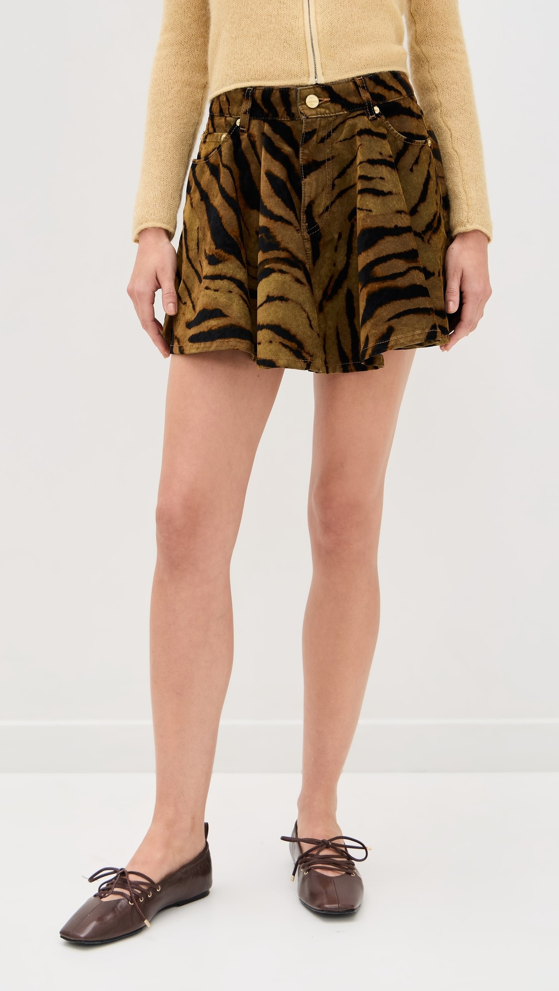 Printed Flock Denim Mini Skirt | Shopbop