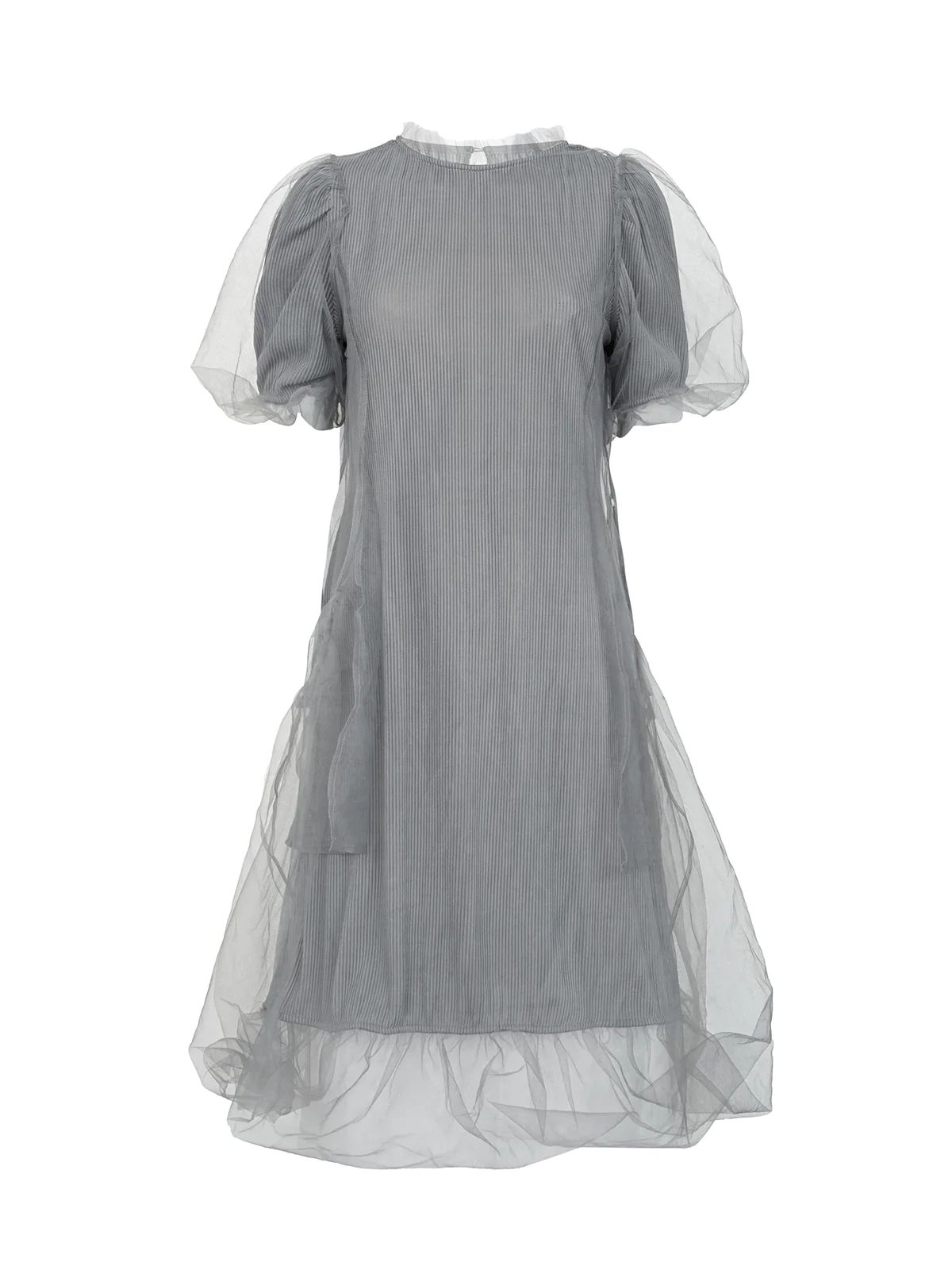 Pleated Mesh Short-sleeved Dress | SDEER