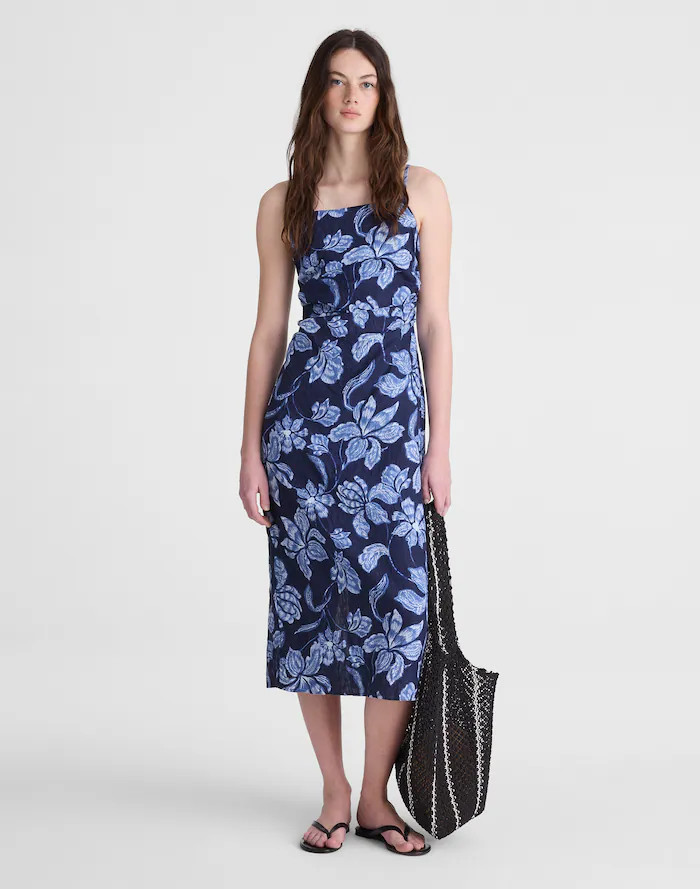 Ruched Squareneck Sleeveless Midi Dress | Madewell