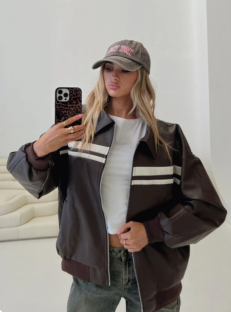 Goldsmith Jacket Chocolate / White | Princess Polly US