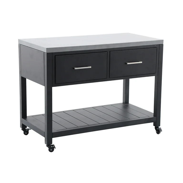 Better Homes & Gardens Tarren Outdoor Island Steel Serving Cart with Drawers, Black | Walmart (US)