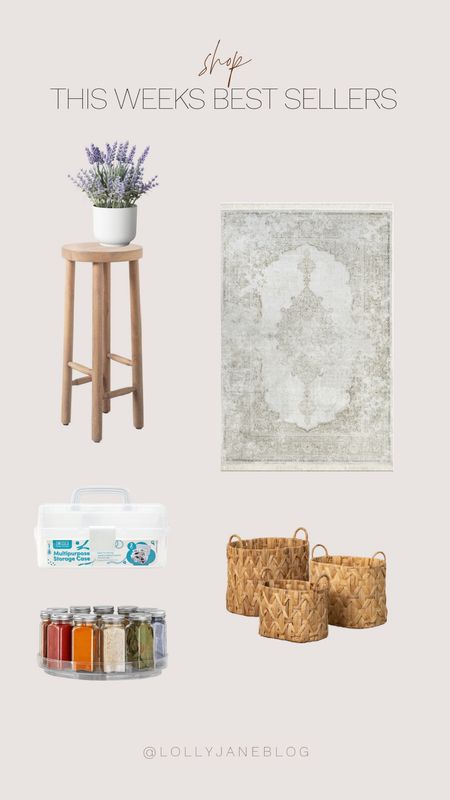 This weeks best sellers are so fun! We have the cute lavender plant, which has been a hit for a while now. Along with this cute rug. These baskets are a fav in our house! 
Storage containers have been a hit as well, getting the organizing ON! This wooden stool is so stinkin cute as well! 👏🏼🩷

#LTKStyleTip #LTKHome #LTKFindsUnder50