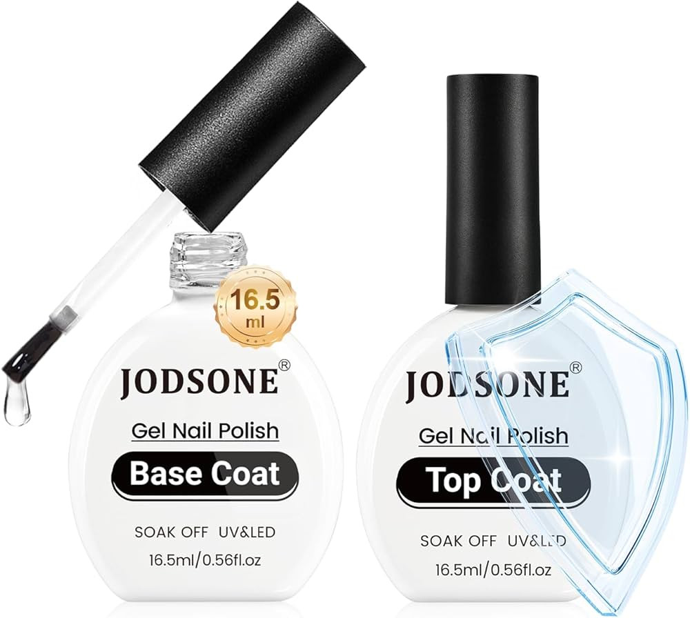 JODSONE 2Pcs 16.5ml Top Coat Base Coat Gel Polish Set No Wipe Clear Long Lasting Need U V Lamp Cu... | Amazon (US)