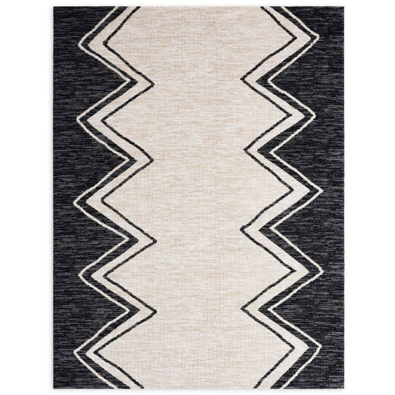 7'9" x 10'2" New York Patio Sofia Leon Indoor/Outdoor Rug Black/Ivory - Nicole Miller | Target