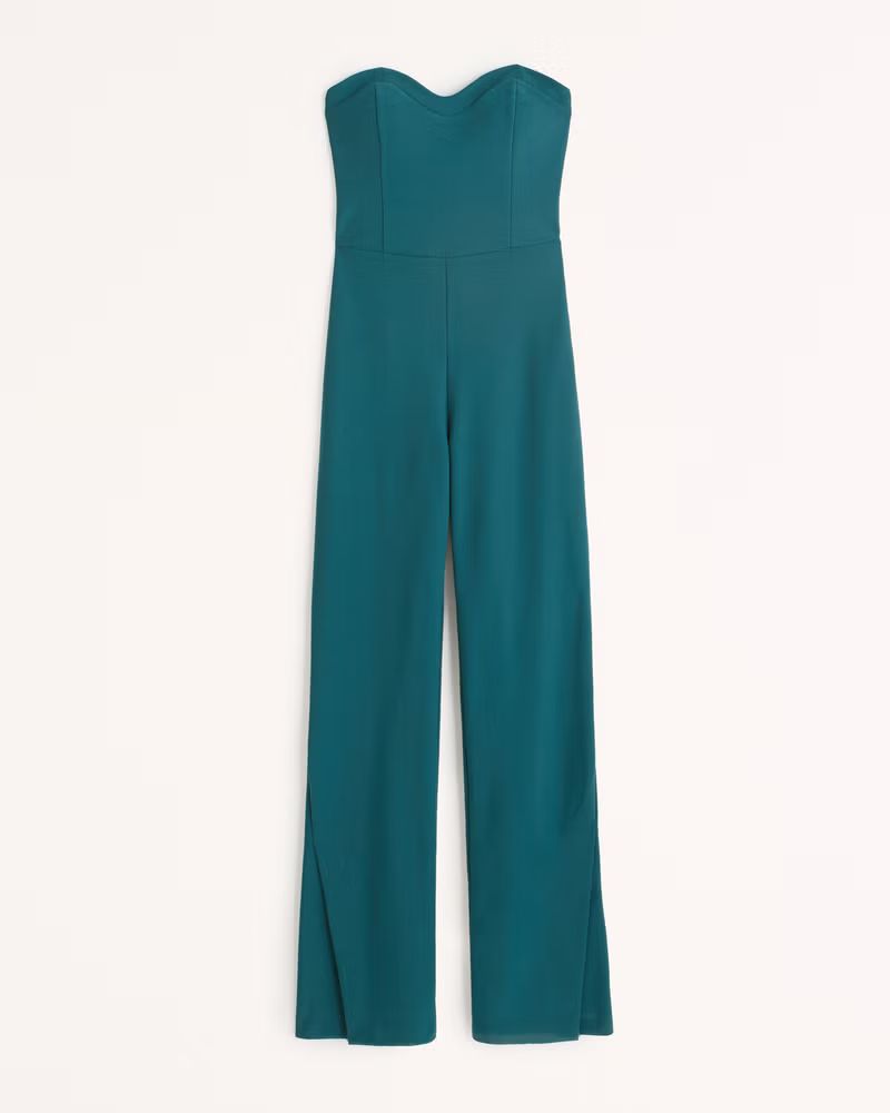 Abercrombie & Fitch Women's Strapless Corset Jumpsuit in Teal - Size S | Abercrombie & Fitch (US)