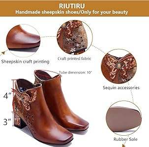 Women's Handmade Retro Lambskin High Heel Boots, Colorful Painting, Metallic Style - Fashion, Com... | Amazon (US)